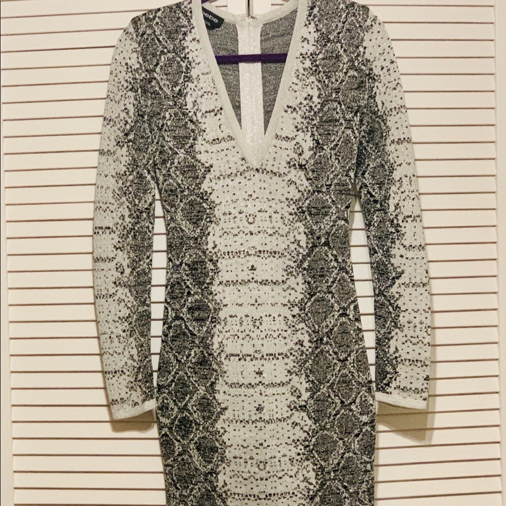 Snakeskin print sweater dress